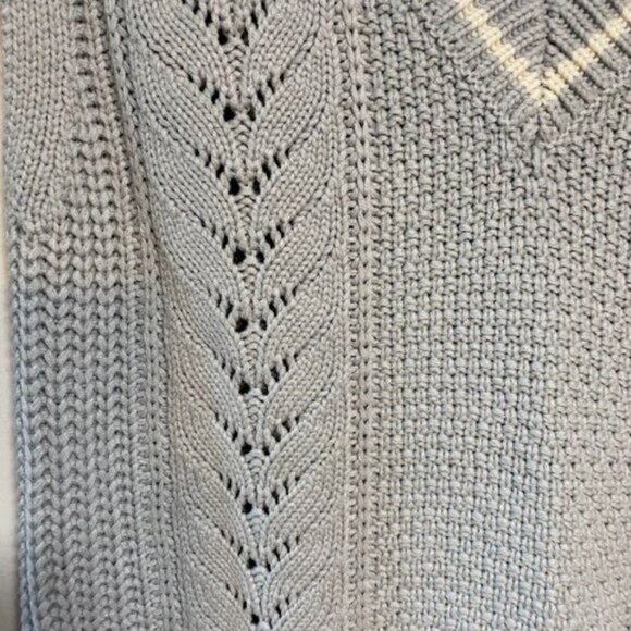 GU V-Neck Pointelle Women's Light Blue White Knit Sweater Vest Size S - Picture 3 of 10